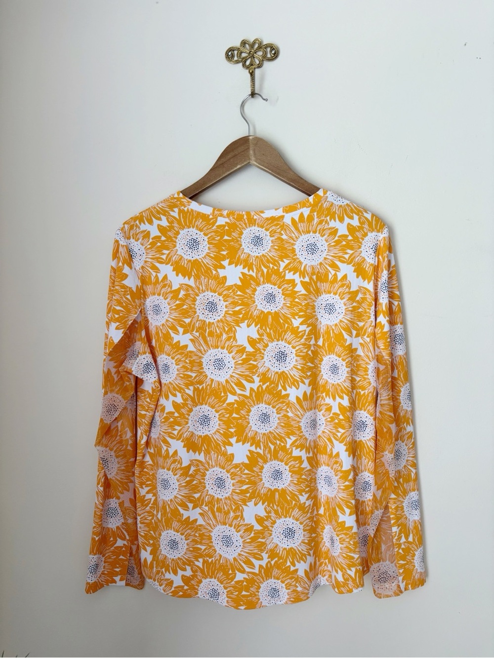 Ibkul Ruthie Orange Peel Print Long Sleeve Crew Neck Sun Shirt XL - Picture 3 of 5